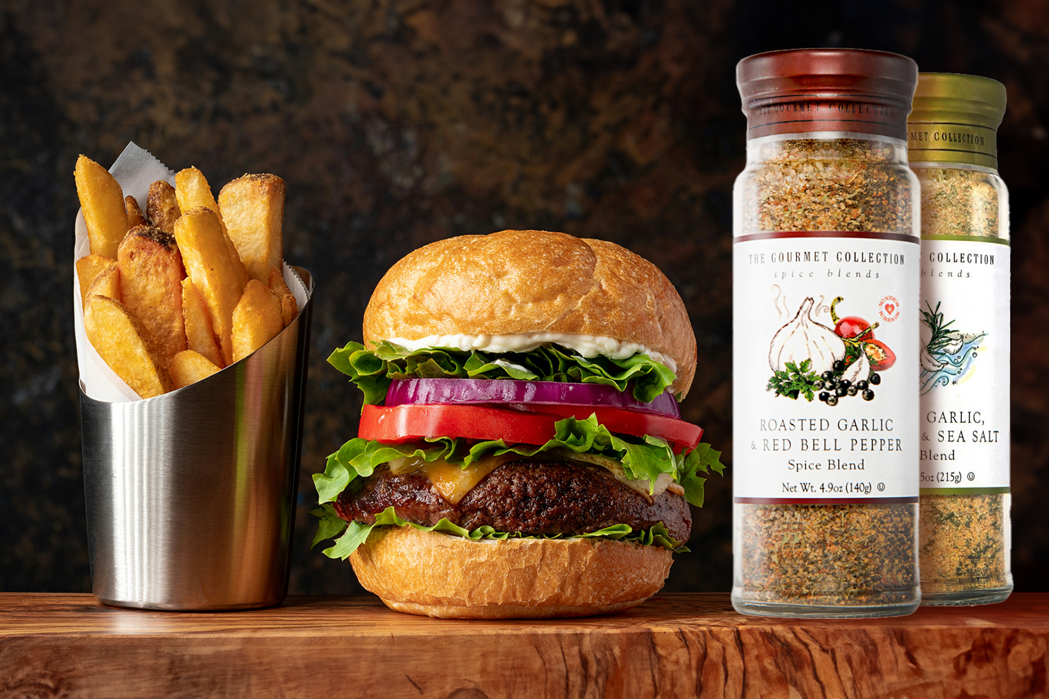 American Gourmet Burgers with Roasted Garlic & Red Bell Pepper
