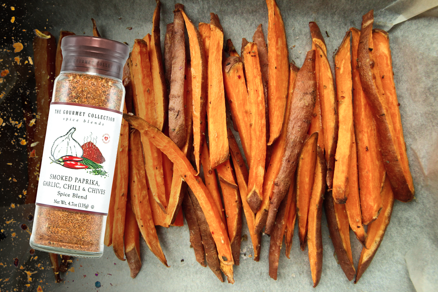 Smoky Sweet Potato Wedges with Garlic & Chives